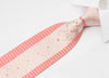 Michel Klein Men’s Rhinestone Necktie White Damask On Pink 