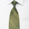 Michiko Men’s Rhinestone Necktie Green Geometric On Black 