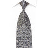 Mila Schon Mens Crystal Rhinestone Necktie Silver Filigree 