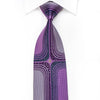 Mila Schon Men’s Crystal Silk Necktie Geometric On Purple 
