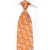 Mila Schon Men’s Crystal Silk Necktie Waves On Orange With 