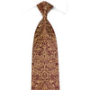 Mila Schon Men’s Crystal Silk Tie Gold Damask On Burgundy 