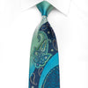 Mila Schon Men’s Crystal Silk Tie Turquoise Boteh Paisley On