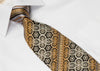 Mila Schon Men’s Rhinestone Silk Necktie Silver Gold Stripes