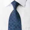 Mila Schon Men’s Rhinestone Silk Necktie Teal Dots On Blue 