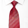 Mila Schon Men’s Silk Necktie Herringbone On Red Sparkling 