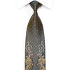 Mila Schon Rhinestone Necktie Gold Acanthus Scrolls On Navy 