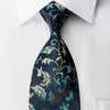 Mila Schon Rhinestone Necktie Teal Yellow Vines On Navy With