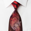 Mila Schon Rhinestone Silk Necktie Boteh Paisley On Burgundy