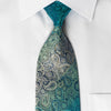 Mila Schon Rhinestone Silk Necktie Turquoise Paisley With 