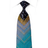 Mila Schon Rhinestone Silk Tie V-Striped Paisley On Navy 