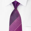 Mila Schon Silk Rhinestone Necktie Purple Striped On Navy 