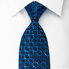 Mila Schon Silk Rhinestone Tie Geometric Ovals On Blue With 