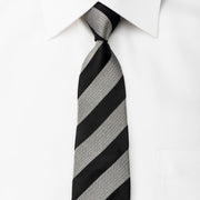 Mind Bridge Homme Skinny Tie Silver Stripes On Woven Black 