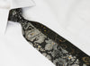 Naboth Men’s Silk Rhinestone Necktie Silver Floral Paisley 