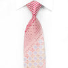 Nicole St Giles Men’s Crystal Silk Necktie Pink Geometric On