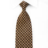 Nina Ricci Mens Rhinestone Silk Necktie Brown Dots On Gold -