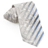 Nina Ricci Mens Silk Rhinestone Neck Tie Silver Stripes & 