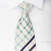 Nina Ricci Rhinestone Silk Necktie Blue Striped On White 