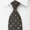 Nina Ricci Silk Necktie Golden Trellis On Navy Blue 