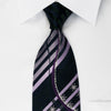 Nina Ricci Silk Rhinestone Necktie Purple Stripes & Waves On