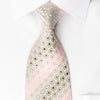 Nina Ricci Silk Tie Pink Silver Geometric On White With 
