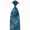 OVO Classic Mens Crystal Silk Necktie Floral On Navy Blue 