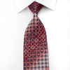 Men's Rhinestone Necktie Burgundy Geometric Circles On Navy With Sparkles