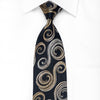 Paco Rabanne Men’s Crystal Silk Necktie Gold Silver Scrolls 