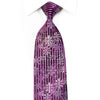 Paco Rabanne Men’s Rhinestone Necktie Purple Striped Silver 