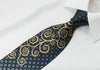 Paco Rabanne Rhinestone Necktie Golden Scrolls On Blue With 