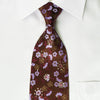 Paco Rabanne Rhinestone Necktie Purple Floral On Brown With 