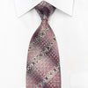 Park Land Men’s Silk Necktie Pink Burgundy Cartouche On 