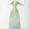 Park Land Men’s Silk Necktie Yellow Lattice On Blue 