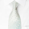 Park Land Rhinestone Silk Necktie Blue Geometric On White 