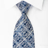 Park Land Rhinestone Silk Necktie Silver Striped Scrolls On 