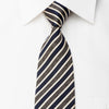 Paul Smith Men’s Skinny Silk Tie Navy Brown Beige Striped - 