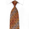 Perry Ellis Men’s Silk Crystal Tie Orange Damask On Black - 