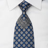 Perry Ellis Rhinestone Silk Necktie Blue Silver Cartouche On