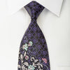 Perry Ellis Rhinestone Silk Necktie Floral On Black With 