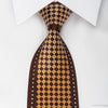 Perry Ellis Rhinestone Silk Necktie Okra Checkered On Brown 