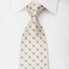 Perry Ellis Rhinestone Silk Tie Golden Floral On Ivory White