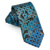 Perry Ellis Rhinestone Tie Black Scrolls On Turquoise 