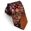 Perry Ellis Silk Neck Tie Orange Floral Design On Brown With