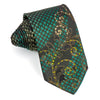Perry Ellis Silk NeckTie Green Crosses Gold Scrolls On Black