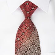 Perry Ellis Silk Tie Cartouche On Burgundy Sparkling With 