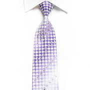 Piccioni Marco Men’s Crystal Necktie Mauve White Checkered 