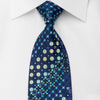 Pierre Balmain Rhinestone Silk Necktie Teal Green Geometric 
