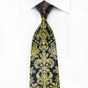 Pierre Cardin Men’s Crystal Silk Tie Green Damask On Navy 
