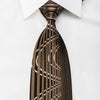 Pierre Cardin Men’s Silk Tie Vertical Stripes On Brown With 
